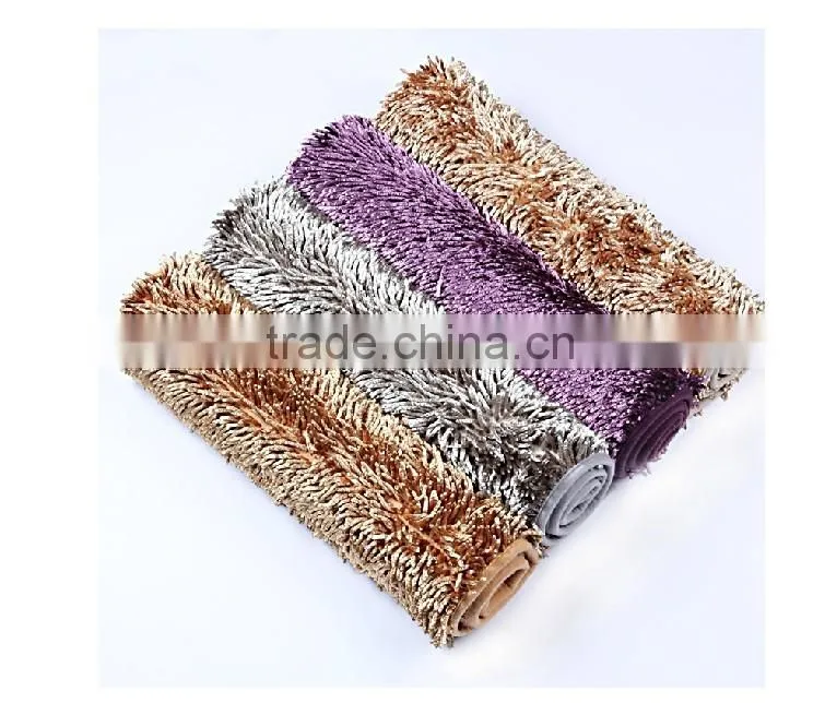 floor mat polyester shiny shaggy rugs with anti-slip base