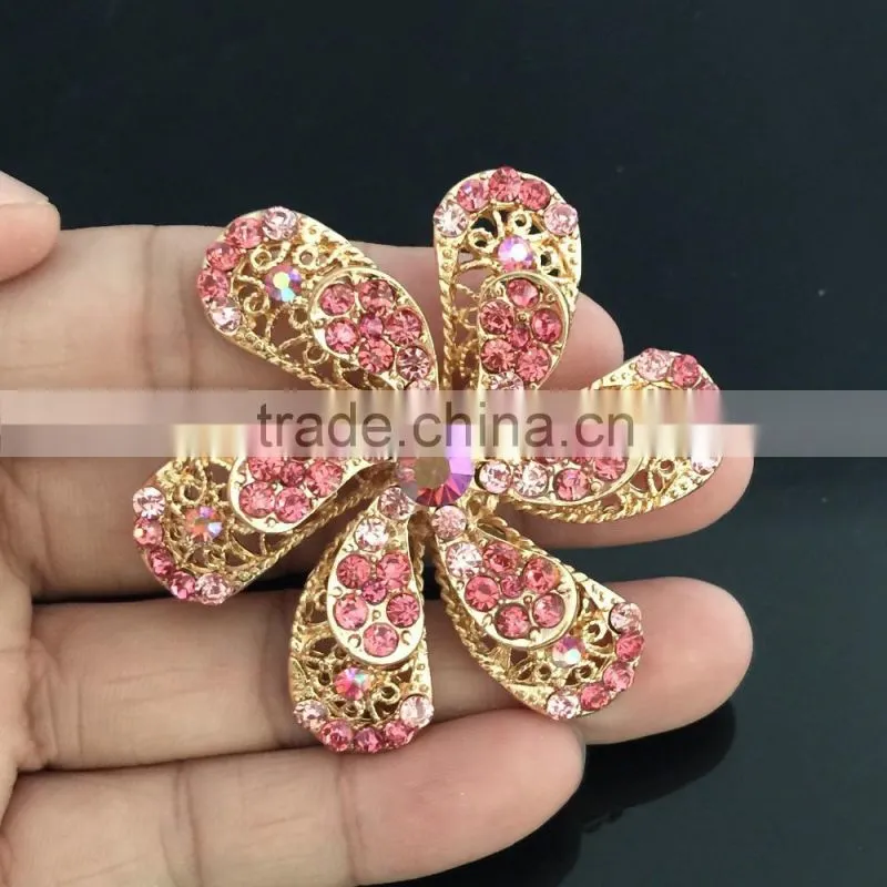 Double Layered AB Rhinestone Flower Brooch Pin For Wedding,Rhinestone Pin Buckle