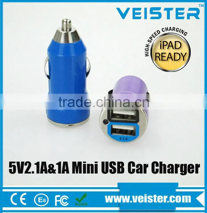 custom dual usb car charger 5v mini usb car charger for most mobile phone