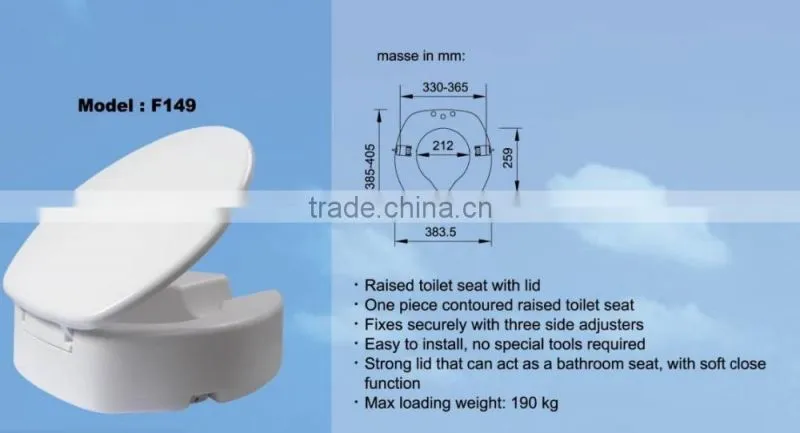 Duroplast Raised Toilet Seat with TUV Approval for disabled people bathroom