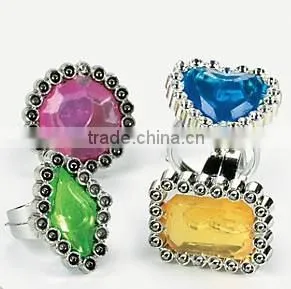 Custom made plasitc Colorful Rhinestone ring
