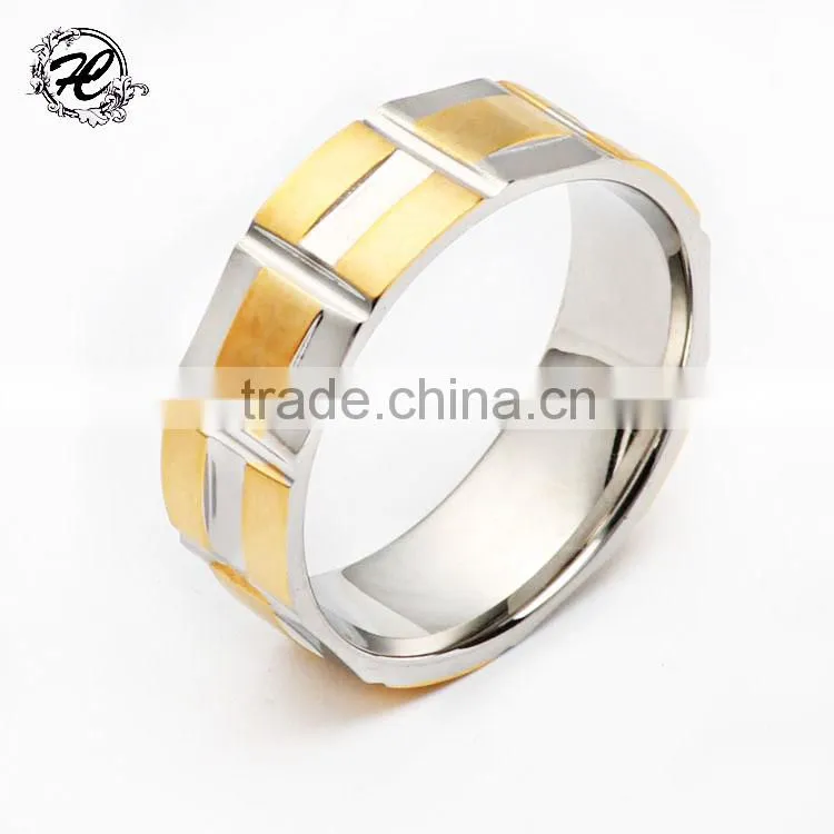 Custom cheap wholesale gold men stainless steel screw gear ring