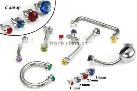 Steel Prong Set Gem14G Internally Threaded
