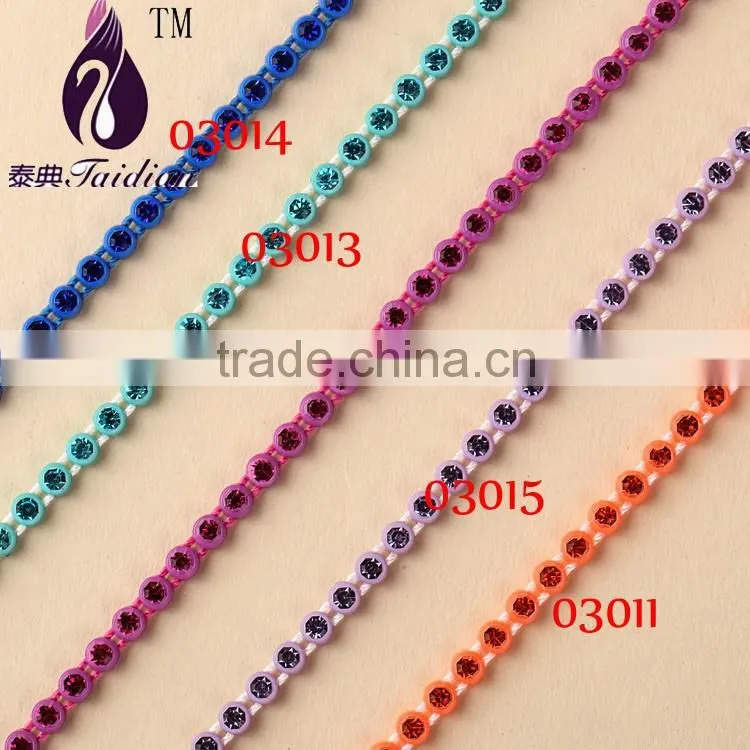 gold rhinestone trim/3MM AB Stone chain