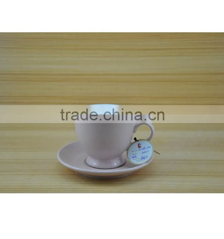 hot pink color unique shape espresso ceramic tea cup and saucer,coffee cup and saucer set