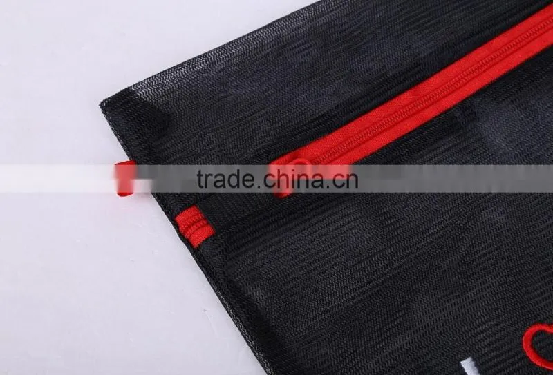 YIWU RODA 100% polyester mesh square black embroidery laundry bag