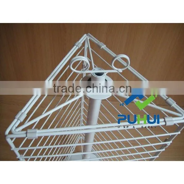 3 sided metal wire revolving counter rack with universal usage
