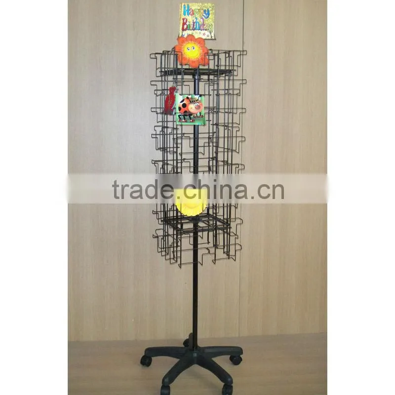 64 pockets floor spinning card display fixture with CE certificate