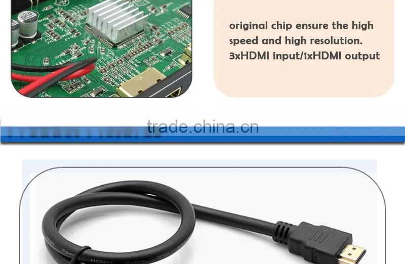 3 Port 1080p Hdmi Auto Switch Splitter Switcher HUB Box Cable LCD Hdtv