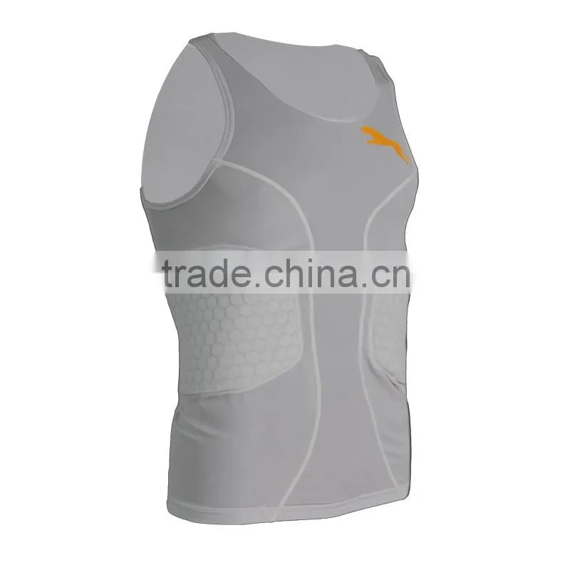 rugby padded compression wear,sleeveless football protective padded compression wear,dri fit breathable padded compression wear