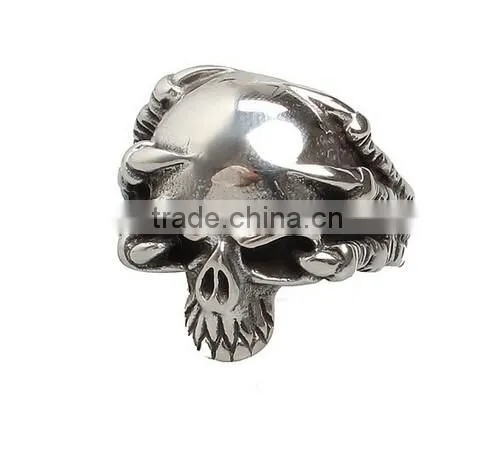 Stainless Steel Titanium Silver Men's Skull Men Cool Biker Punk Ring Retro
