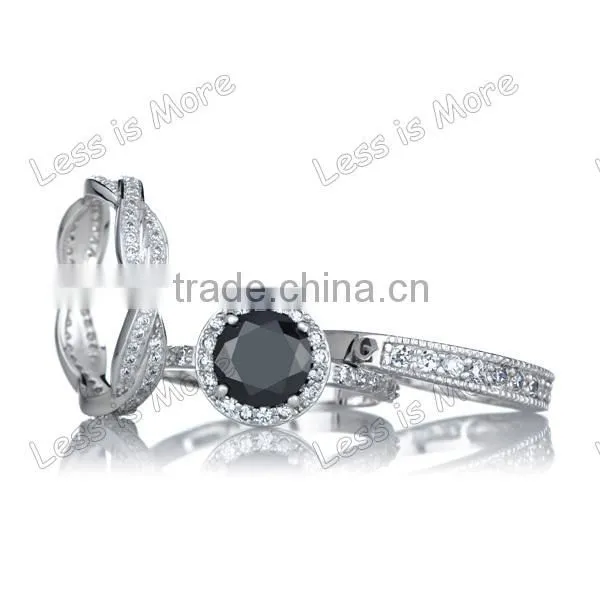 carrie's faux black diamond silver ring for men
