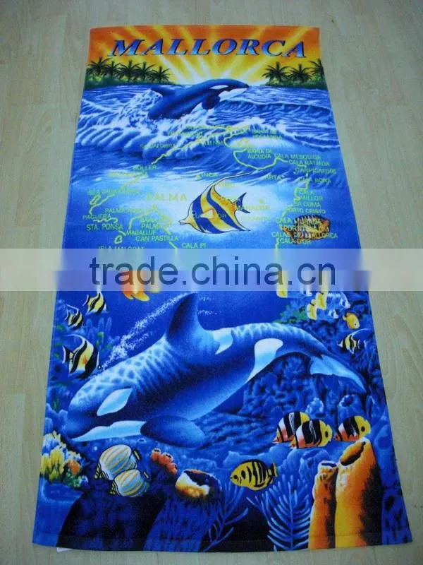 Lovely seaworld terry velour dolphin beach towel reactive printed dolphin beach towel