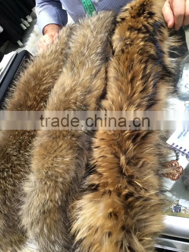 Factory direct wholesale price square raccoon fur collar /raccoon dog fur collar