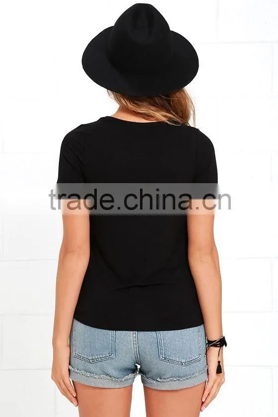 China wholesale cheap shirts designs fashion black shirts for women