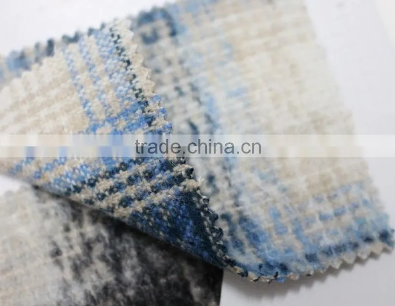Fall winter thick scotch plaid brushed polyester acryilic blend wool fabric