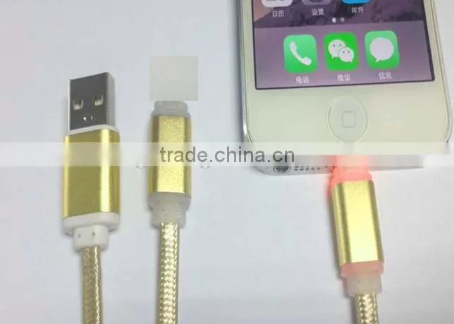 XO metal data cable with embedded LED flash light for Apple