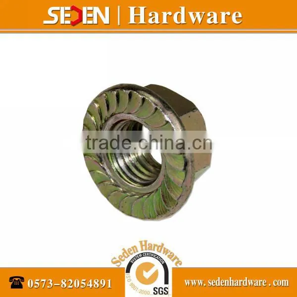 Yellow zinc plated Hex flange nut