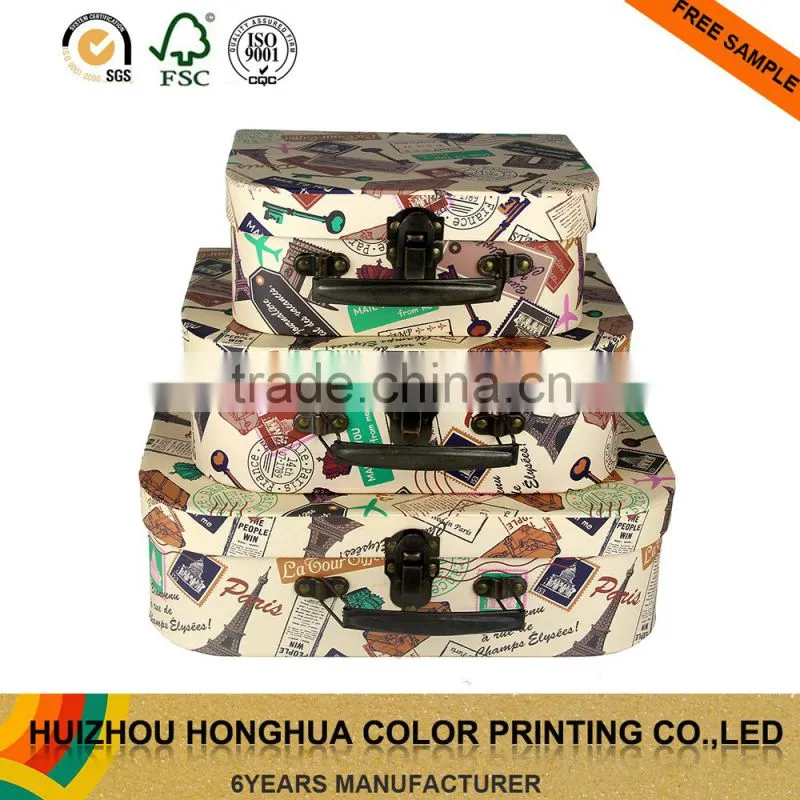 3 of set colorful printing mini suitcase underwear storage box wholesale