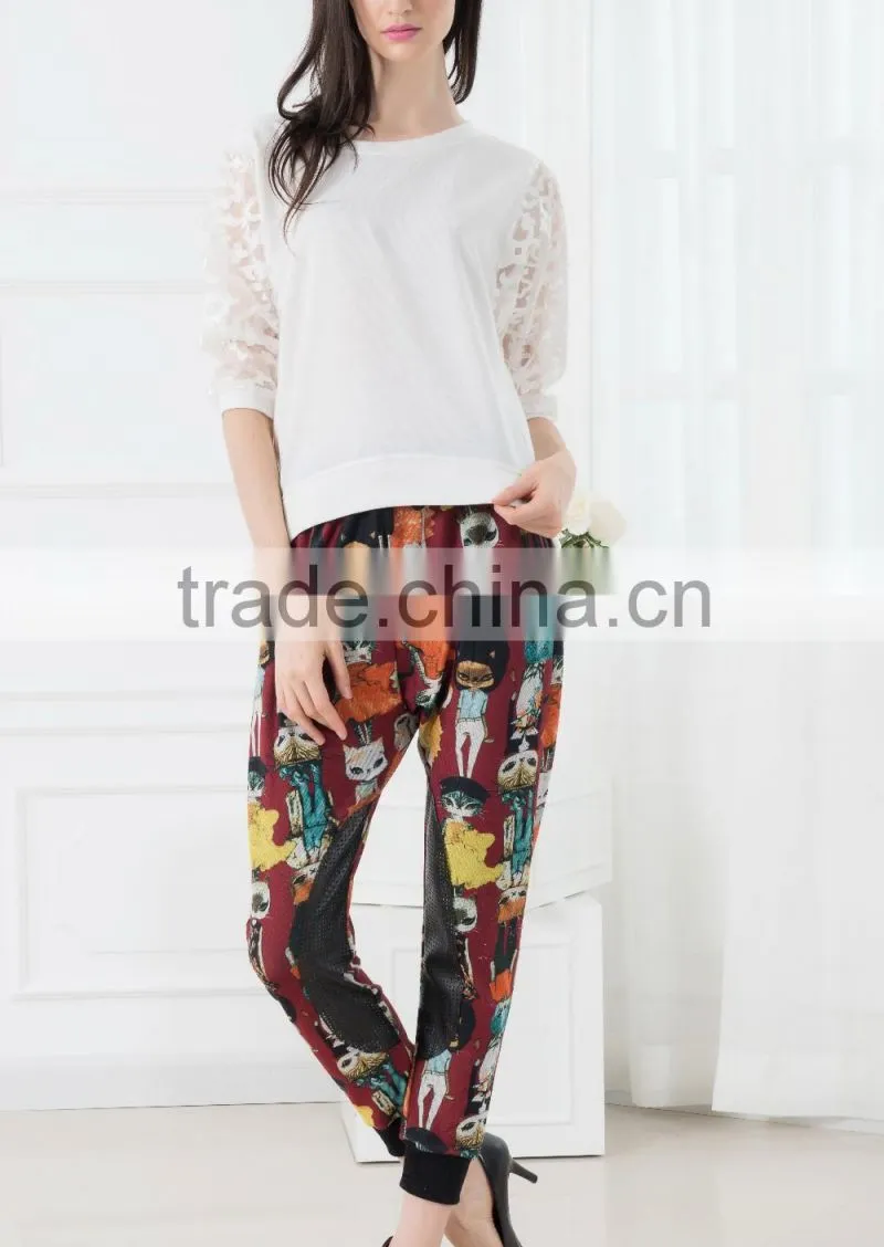NEW ARRIVAL summer tops and blouses 2016 white lace sleeve shirt for woman chiffon fabric OEM tops cheap price