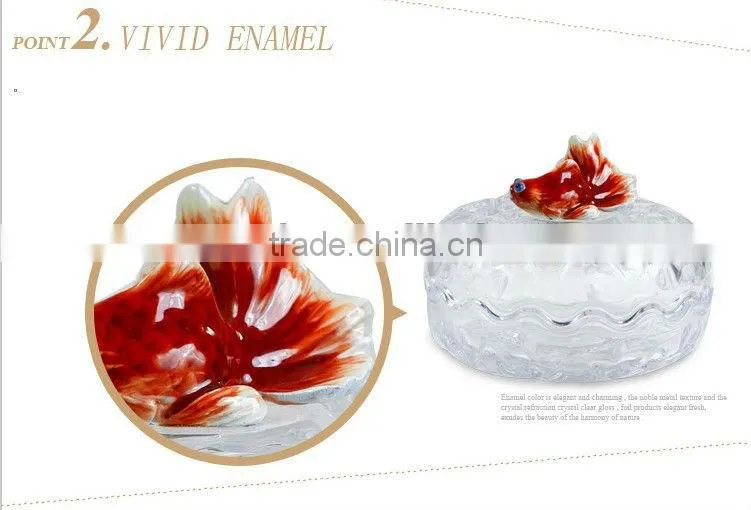 RORO gold fish enamel crystal glass candy holder
