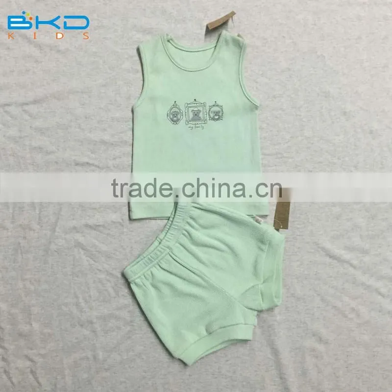 BKD green color GOTS little boy suits with snaps