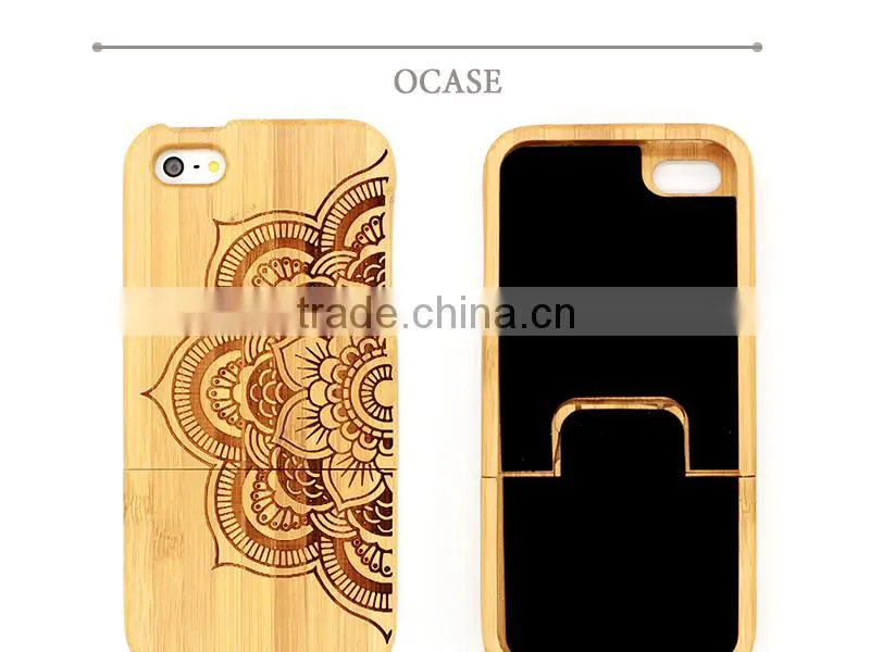 New Hot Sale! Buy Wood PC Mobile Case for iphone 5 Wood Case with Laser Engraving Mandala Pattern