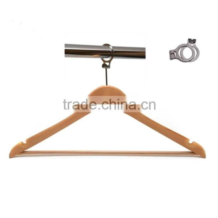 Manufacturer wooden hanger with anti-theft ring made in China