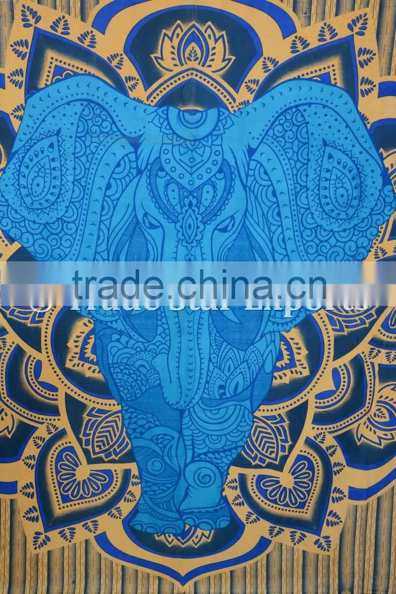 Indian Ombre Elephant With Lotus Mandala Wall Decor Bohemian Hippie Good Luck Wall Hangings Tapestry