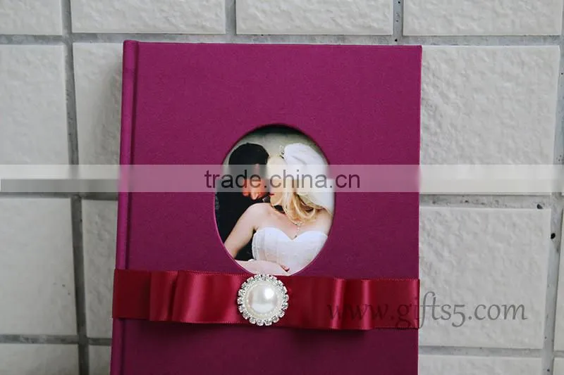Luxury Silk Covor Wedding Guest Book with ribbon