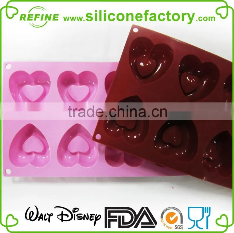 8 cute heart shaped FDA and LFGB standard silicone cake mould