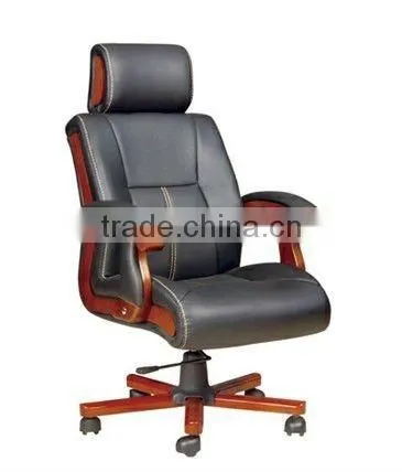 Wooden executive chair with headrest
