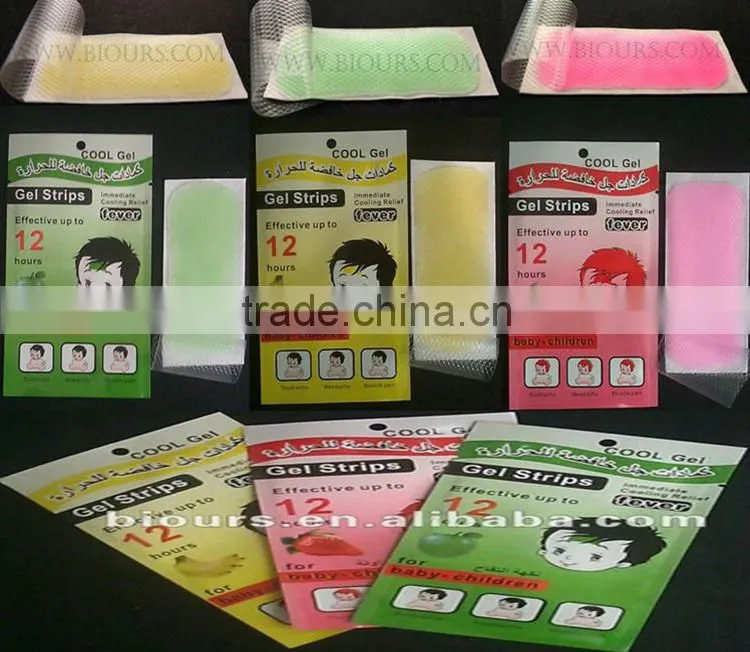Baby health care product fruit fever cooling gel patch in different colors & flavors