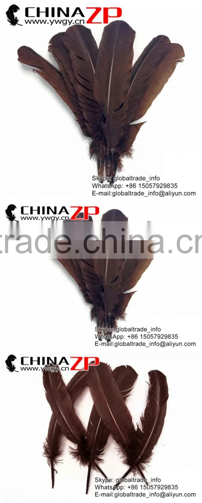 ZPDECOR Factory Wholesale in Stock Dyed Brown Solid Color Turkey Feathers for Girls