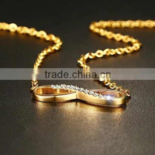 Fashion 18K Plated Zircon Infinity Stainless Steel Necklace