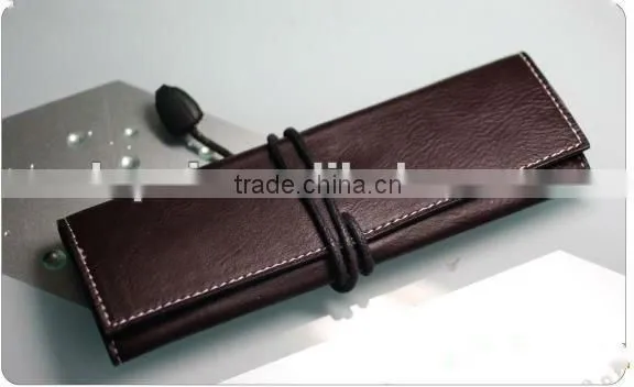 Western style PU leather foldable pen bags