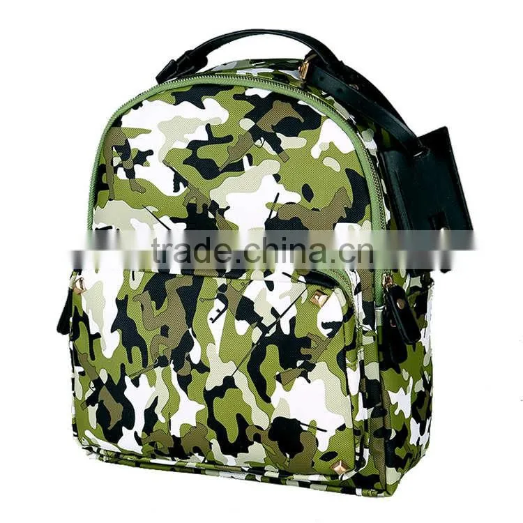 Custom printed fashion camo traveling bag bookbag shoulder student backpack school bag