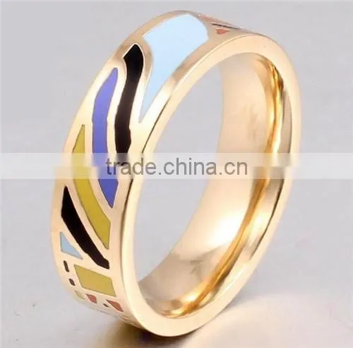 Wholesale unisex 20k gold stainless steel enamel ring