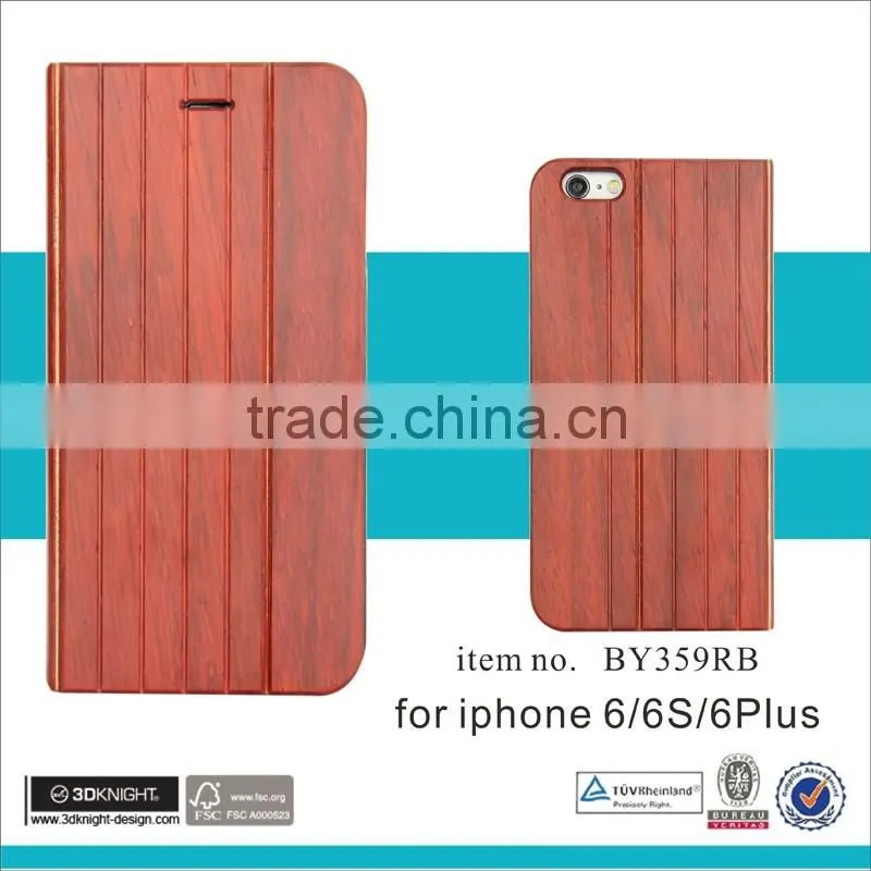 Case for iPhone 6 Flip wooden mobile phone case blank back cover rose