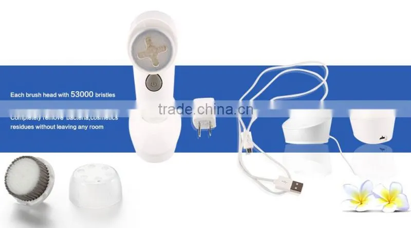 2016 Latest Good Price 360 degrees comprehensive clean Electrical Ultrasonic Vibrating Rechargeable Waterproof Facial Brush
