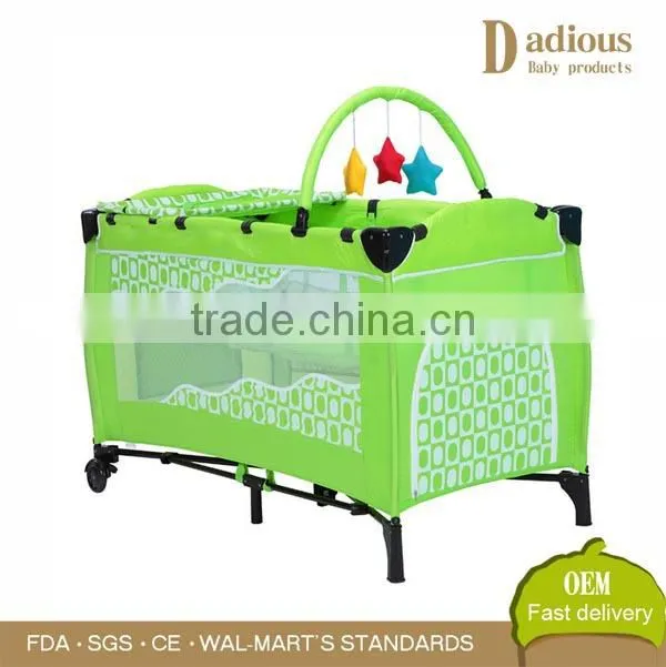 Double-deck Baby Cribs Fashion Removable Infant Bed with Cute Toy