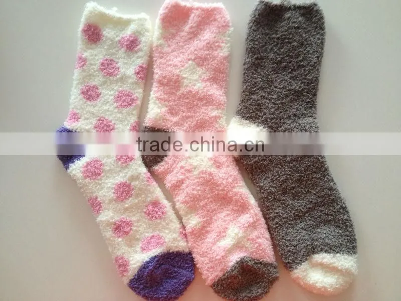 lady's fluffy socks/women indoor microfiber fuzzy socks ,women floor socks