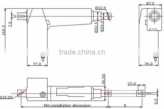 24V / 8000N linear actuator, medical linear actuator