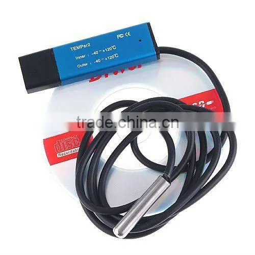 PC USB Double Sensor Thermometer Temperature Recorder