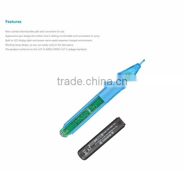Blue Color AC Voltage Test Pencil Non-contact Electrical Pen Electroprobe With LED Light