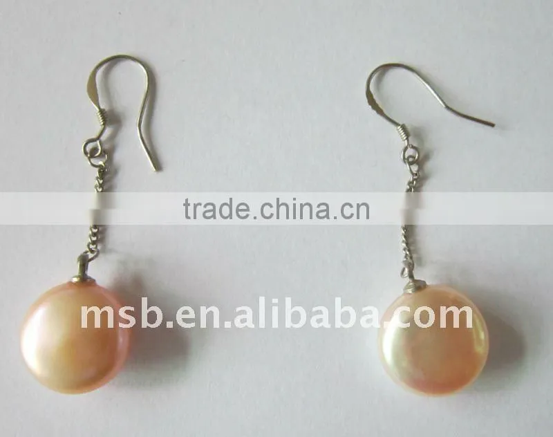 real/genuine button shape pearl earrings,pearl jewelry