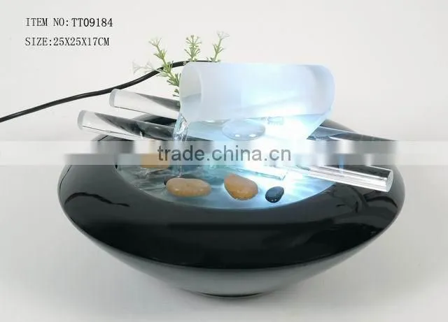 Poetic mini table water fountain with LED light for home decoration