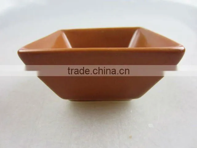 Stock glazed porcelain square deep sauce dish
