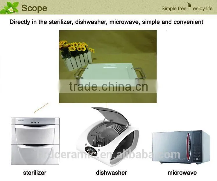 Factory Hot sale stock ceramic dinner plate with Metal handle