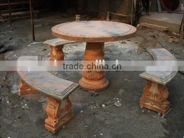 Outdoor granite stone tables and chairs